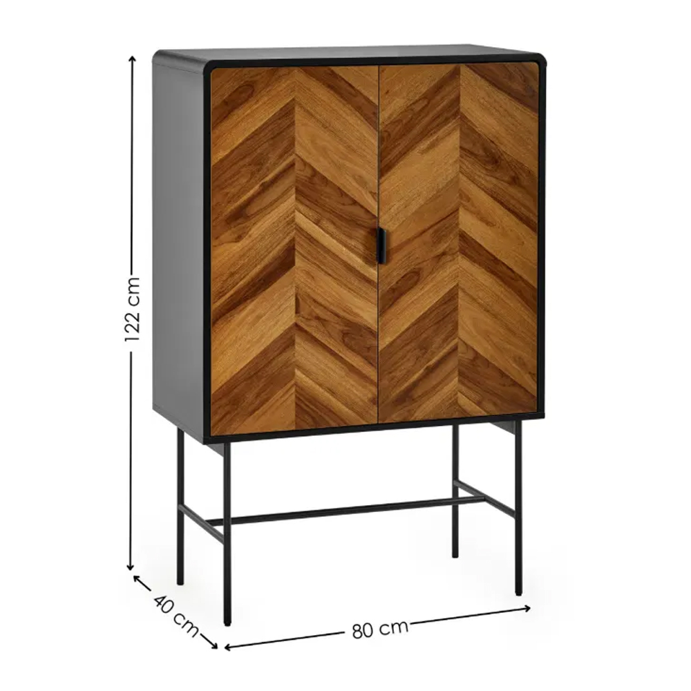 Decatur Wooden Storage Cabinet With 2 Doors - Light Brown And Black