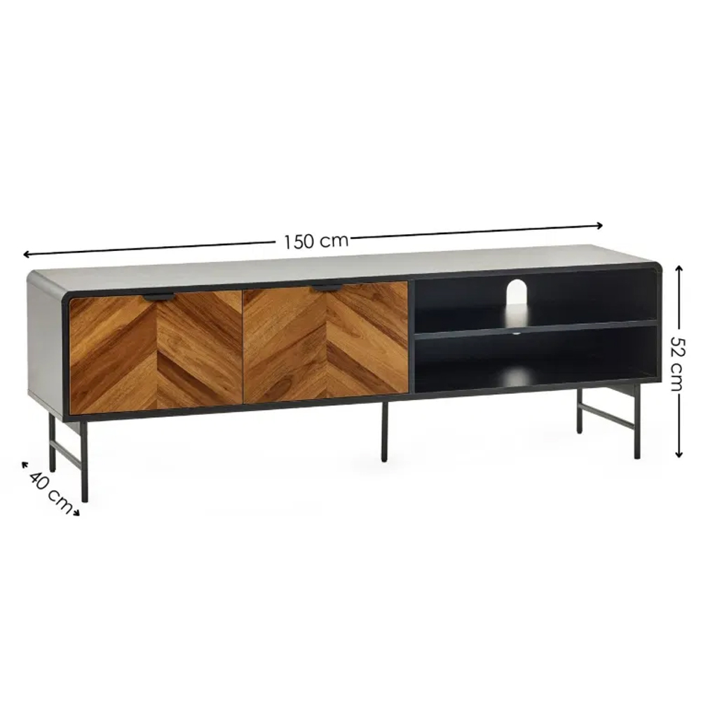 Decatur Wooden TV Stand With 2 Doors - Light Brown And Black