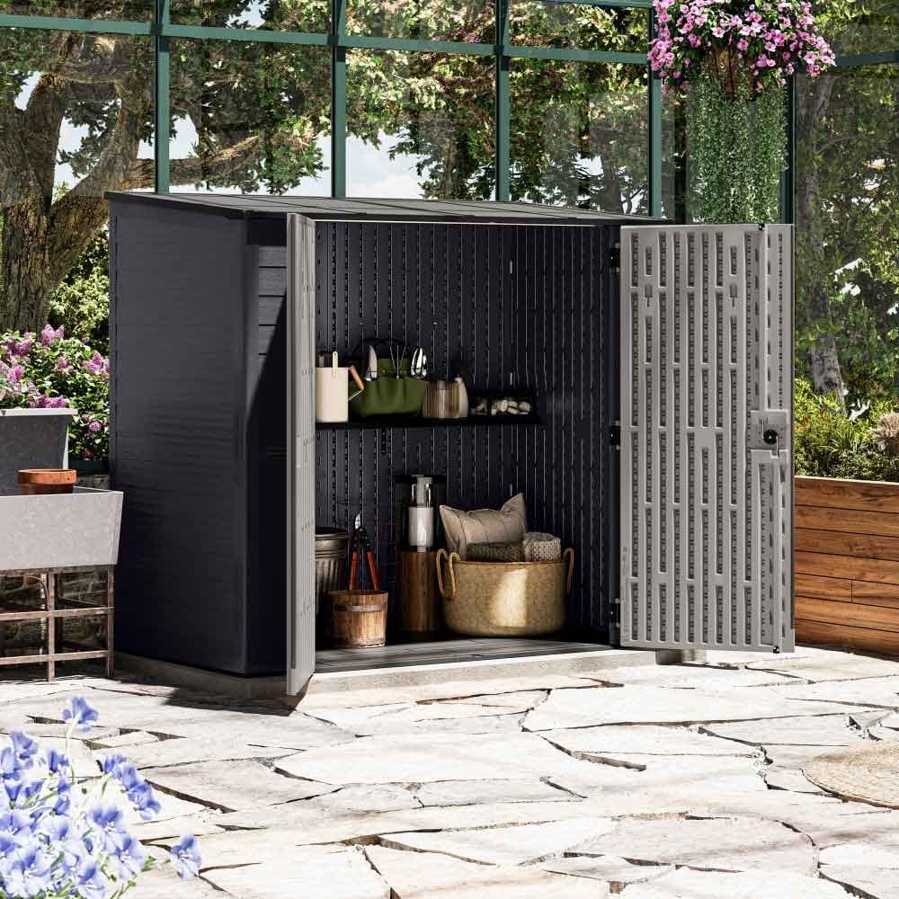 Decluttered 7x4 Reinforced Resin Garden Storage Cabinet in Anthracite