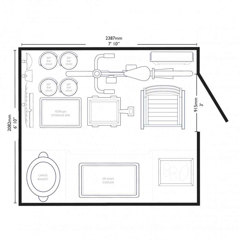 Decluttered 8x7 Garden Metal Entertainment Bar Shed In Cool Grey