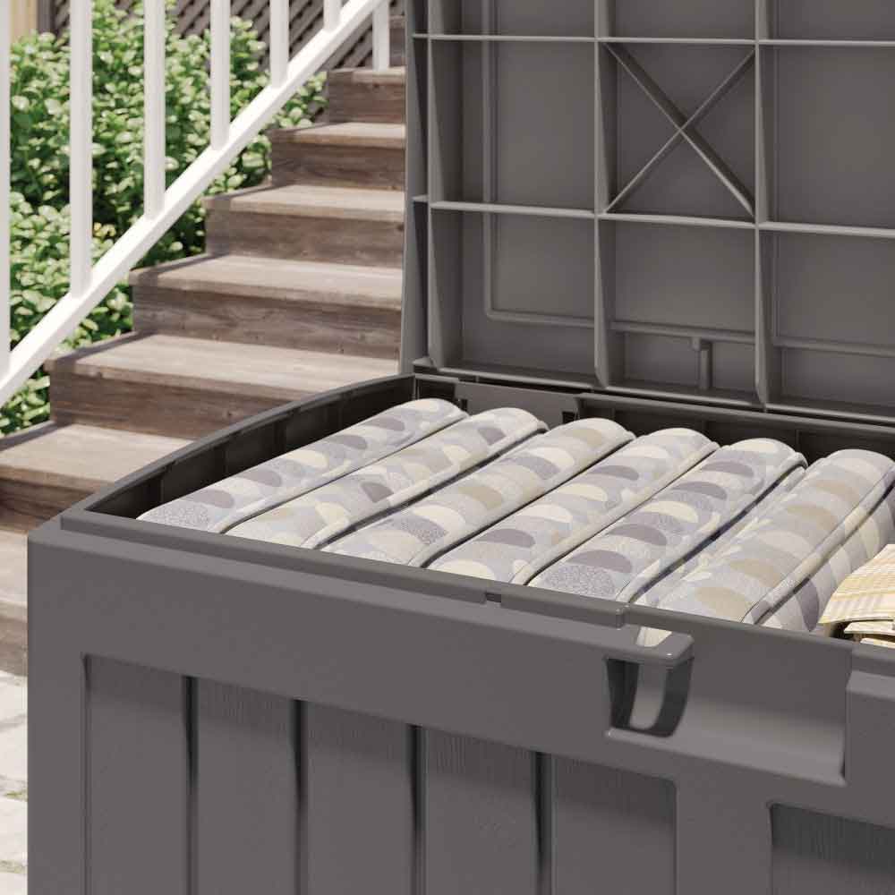 Decluttered Reinforced Resin Garden 189L Storage Box in Stone Grey