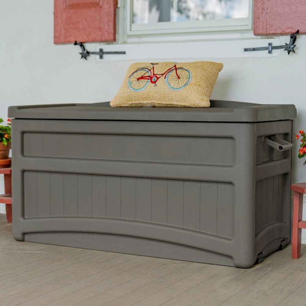 Decluttered Reinforced Resin Garden 276L Storage Box in Stone Grey