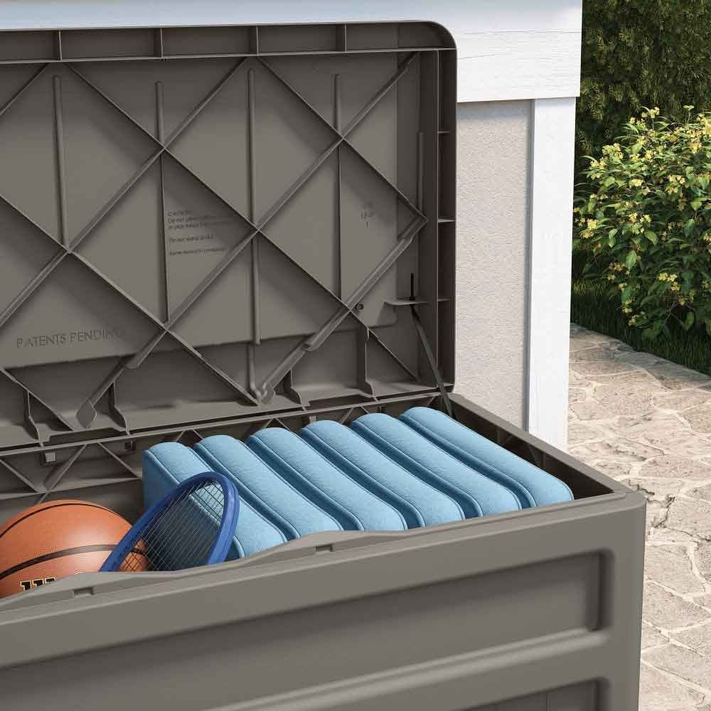 Decluttered Reinforced Resin Garden 276L Storage Box in Stone Grey