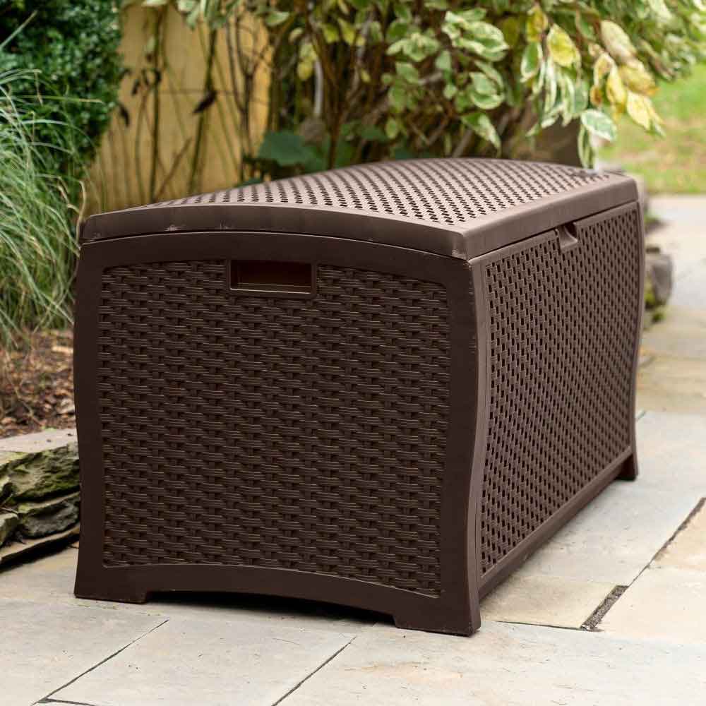 Decluttered Reinforced Resin Garden 375L Storage Box in Java Brown