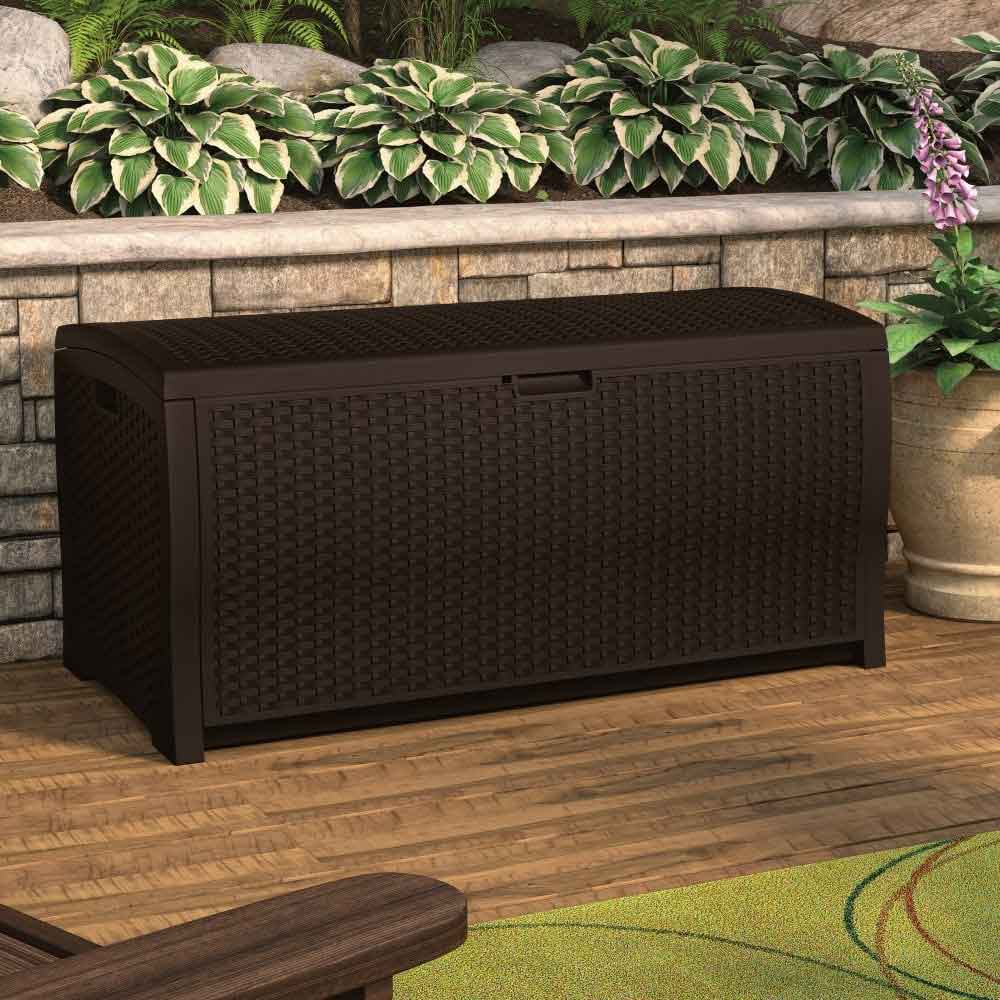 Decluttered Reinforced Resin Garden 375L Storage Box in Java Brown