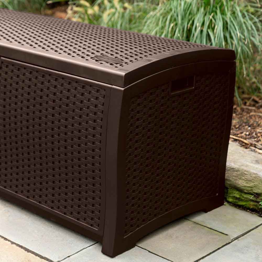 Decluttered Reinforced Resin Garden 375L Storage Box in Java Brown