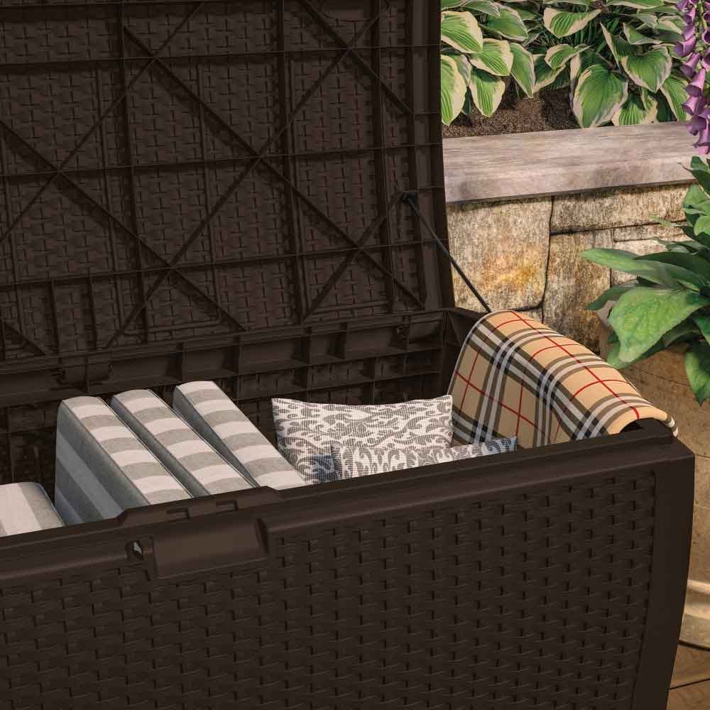 Decluttered Reinforced Resin Garden 375L Storage Box in Java Brown