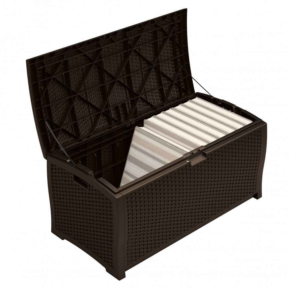 Decluttered Reinforced Resin Garden 375L Storage Box in Java Brown