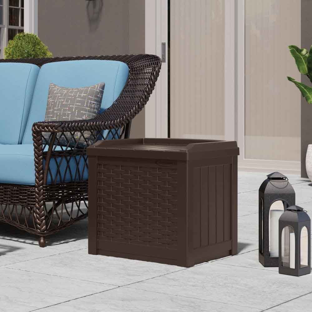Decluttered Reinforced Resin Garden 83L Storage Box in Java Brown