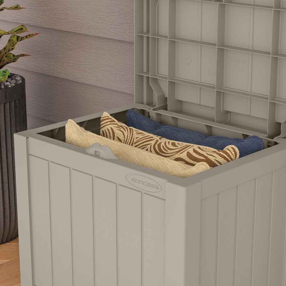 Decluttered Reinforced Resin Garden 83L Storage Box in Light Taupe