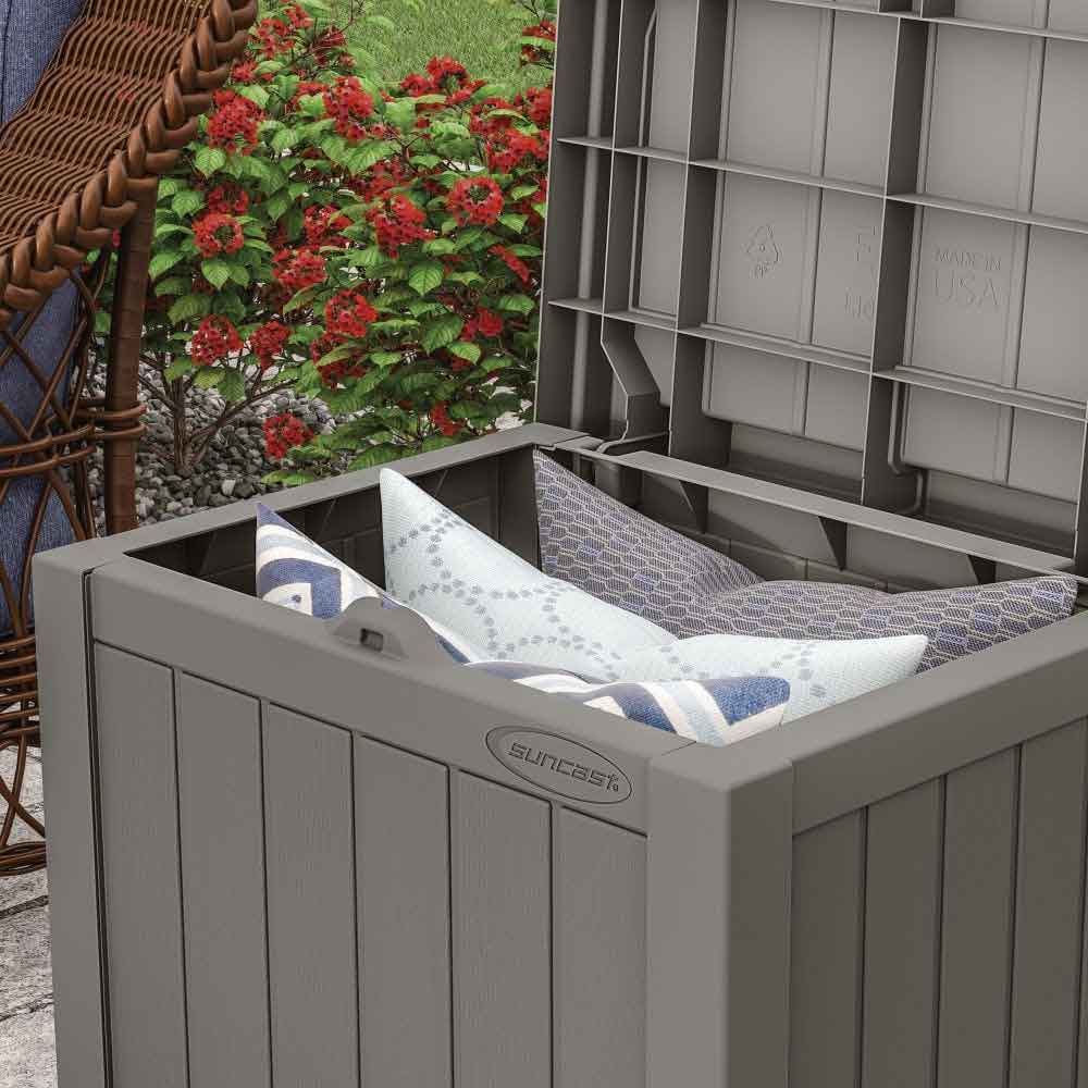 Decluttered Reinforced Resin Garden 83L Storage Box in Stone Grey