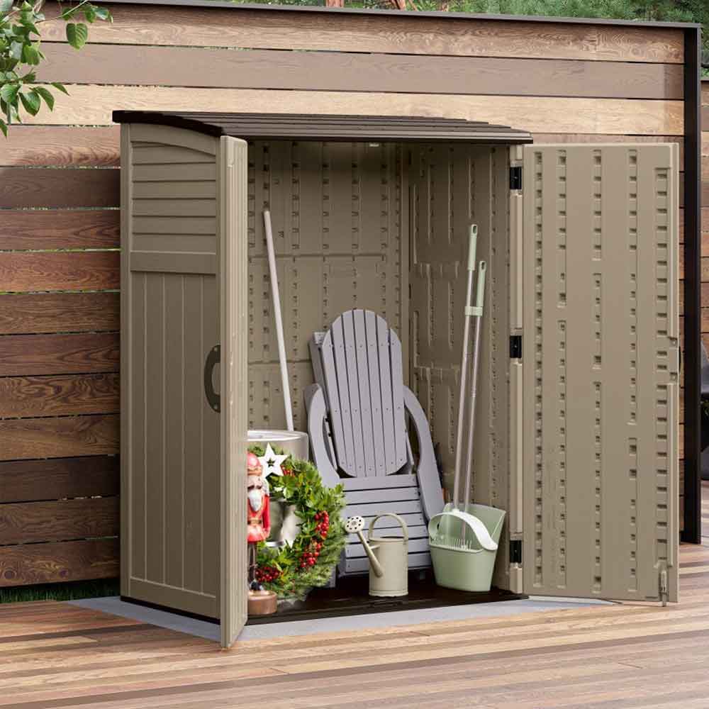 Decluttered Reinforced Resin Garden Storage Cabinet in Sand