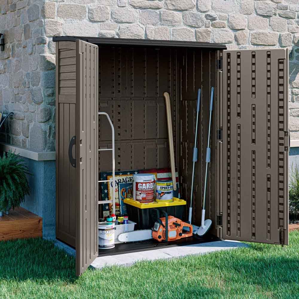 Decluttered Reinforced Resin Garden Storage Cabinet in Stone Grey