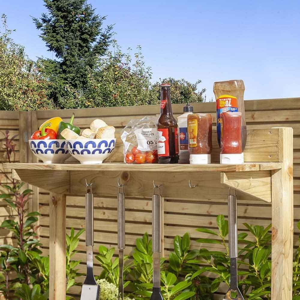 Decluttered Garden Wooden Barbecue Servery in Natural