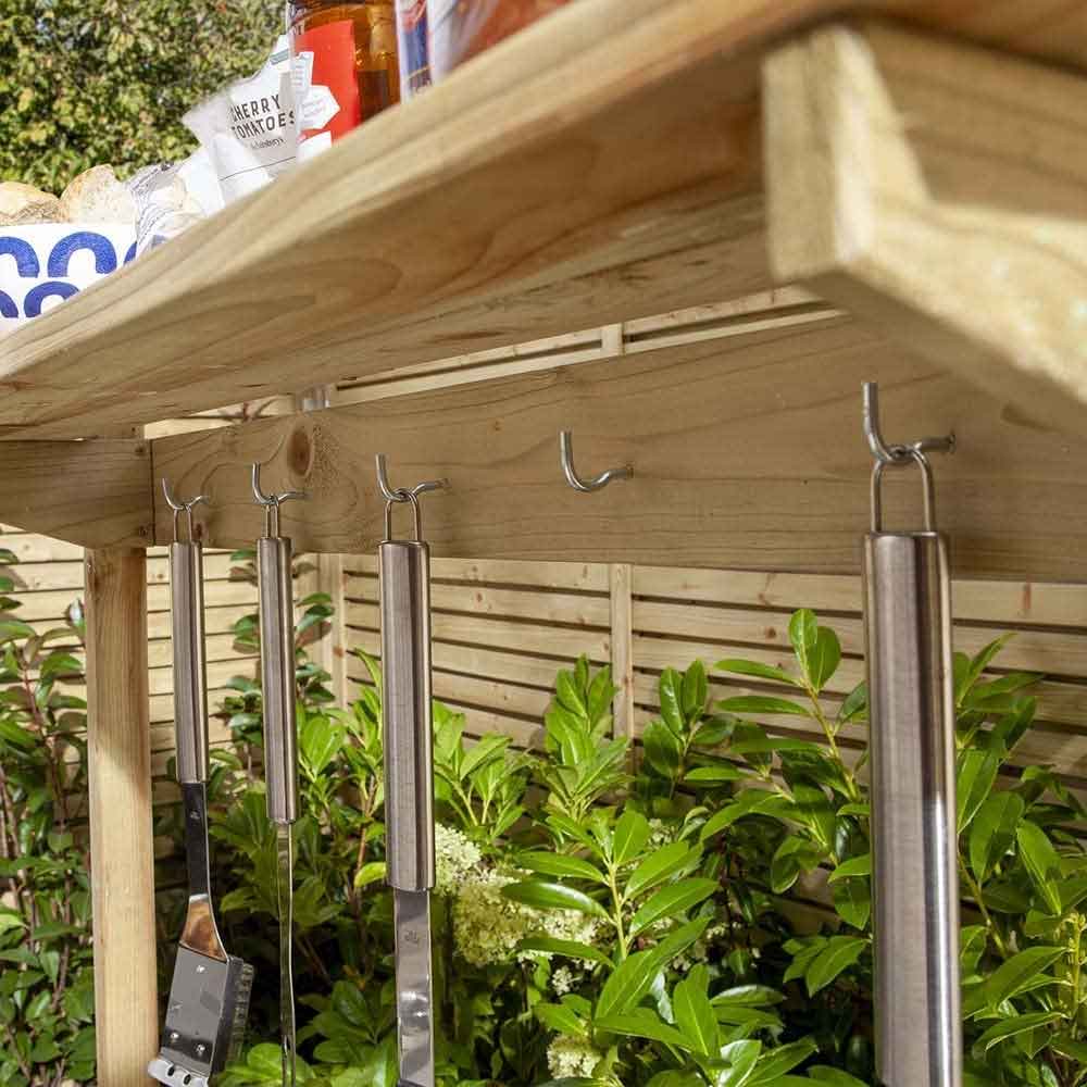 Decluttered Garden Wooden Barbecue Servery in Natural