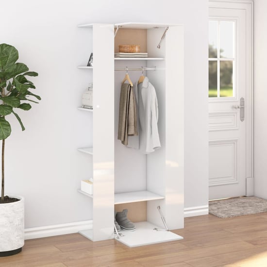 Deion High Gloss Hallway Storage Cabinet In White_1