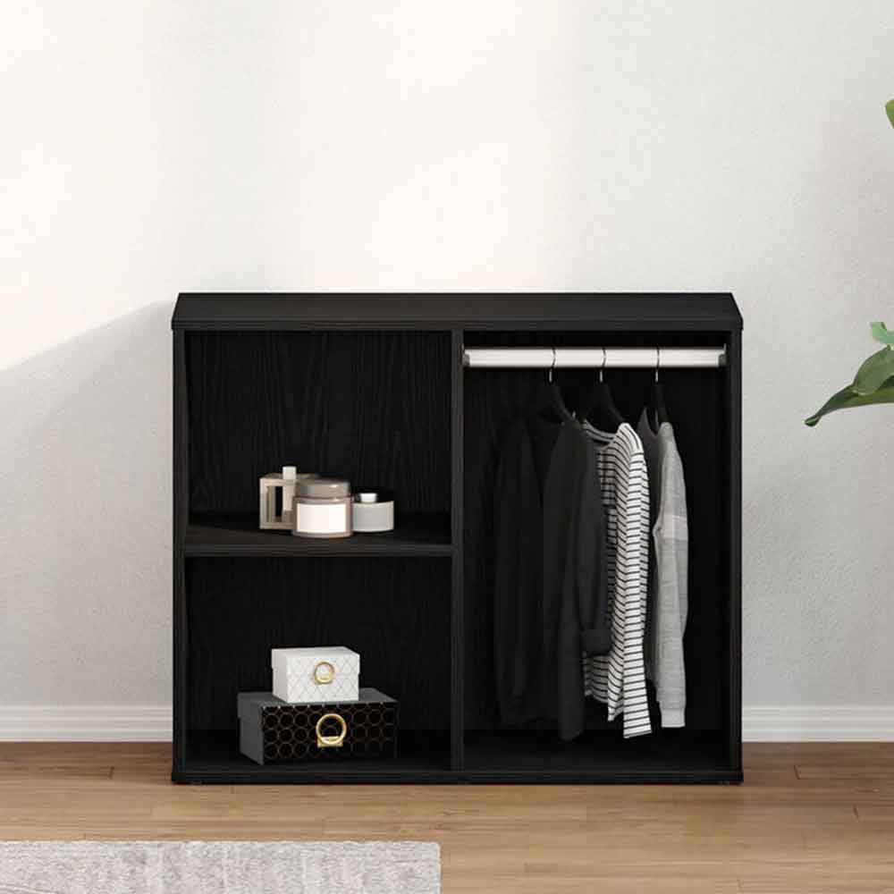 Deion Wooden Clothes Storage With Self In Black Oak