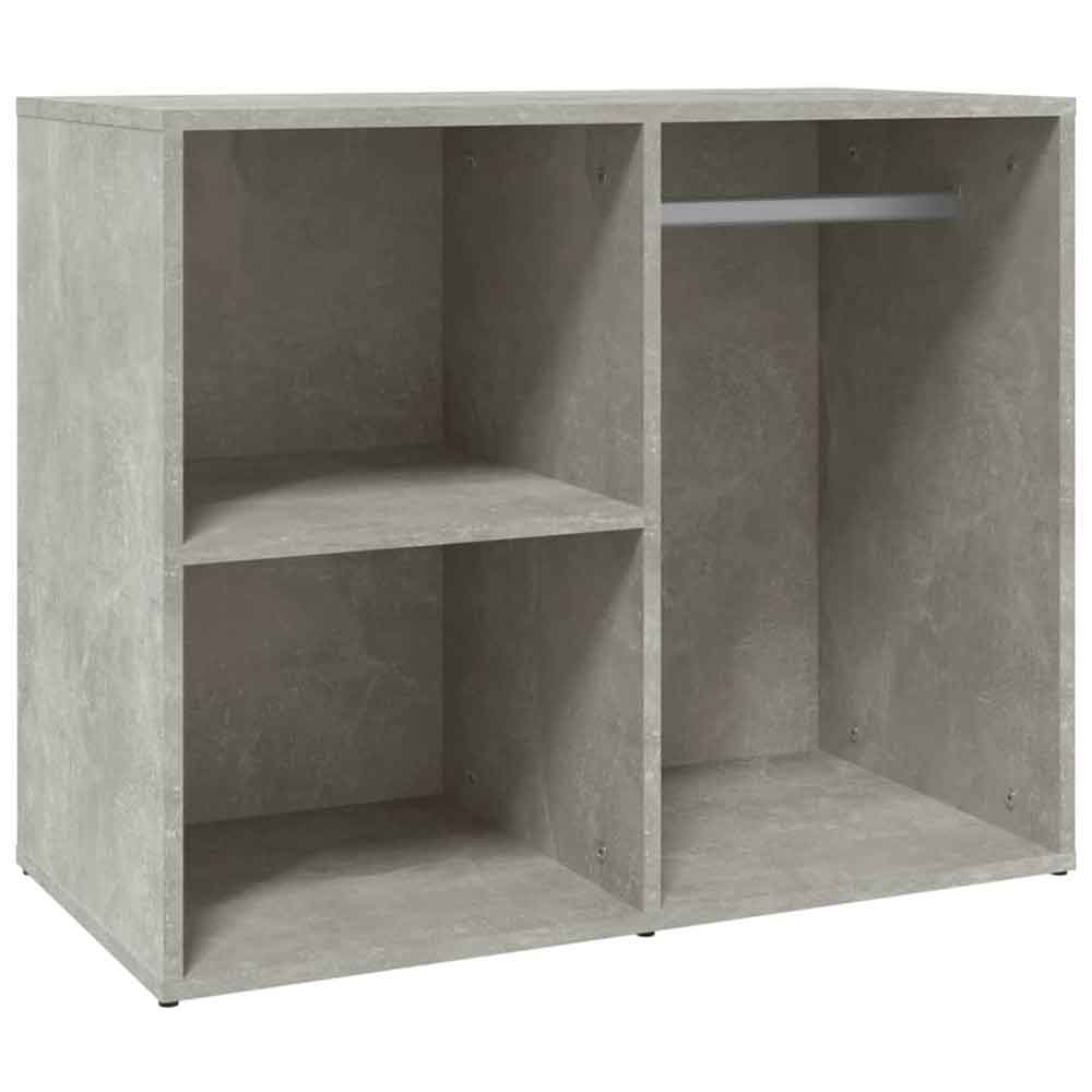 Deion Wooden Clothes Storage With Self In Concrete Grey