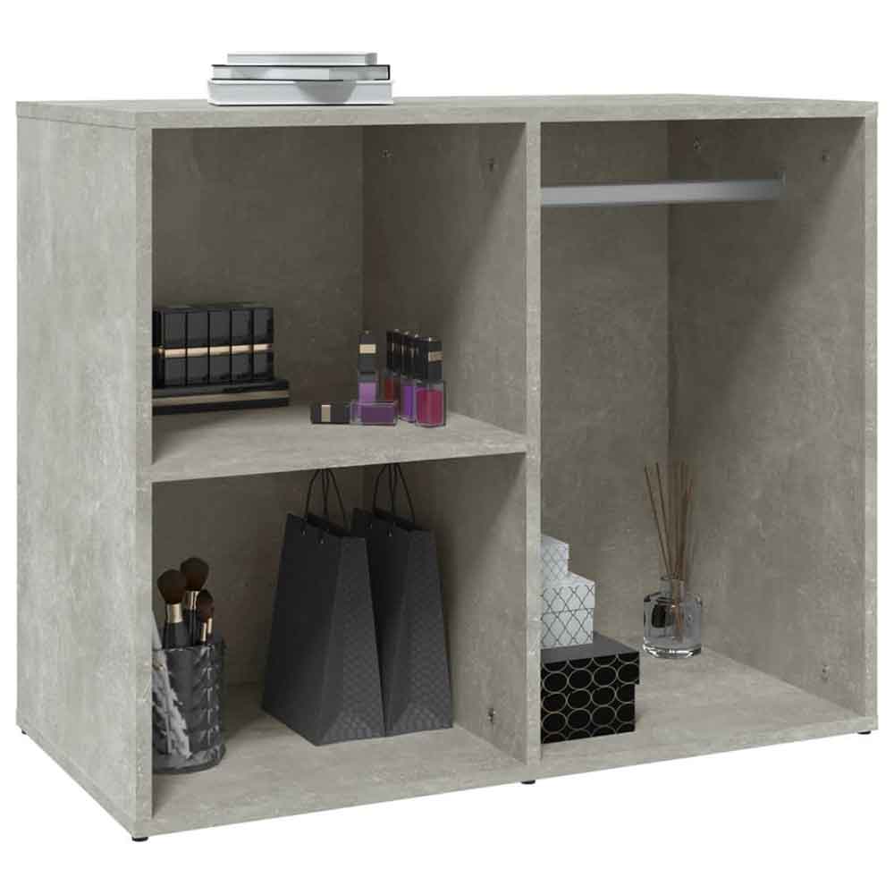 Deion Wooden Clothes Storage With Self In Concrete Grey