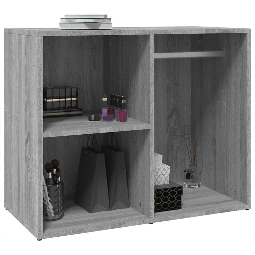 Deion Wooden Clothes Storage With Self In Grey Sonoma