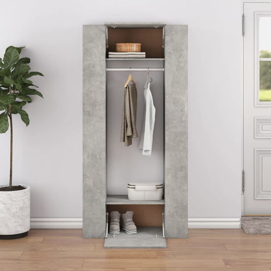 Deion Wooden Hallway 2 Piece Storage Cabinet In Concrete Grey
