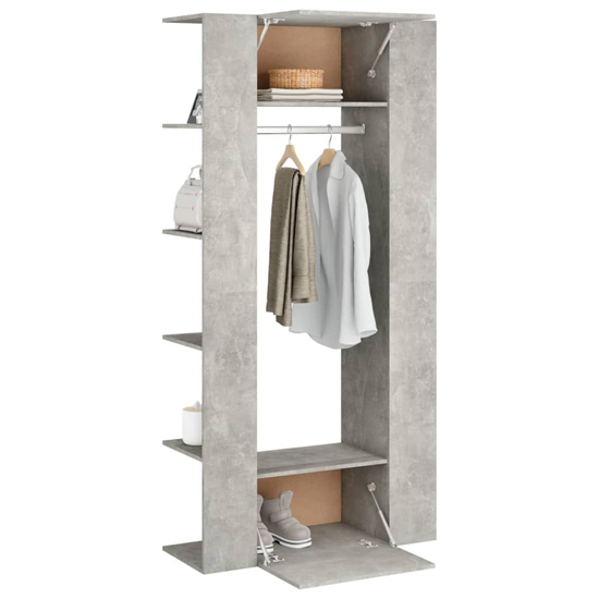 Deion Wooden Hallway Storage Cabinet In Concrete Effect_4