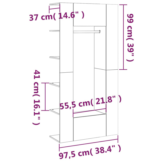 Deion Wooden Hallway Storage Cabinet In Concrete Effect_7
