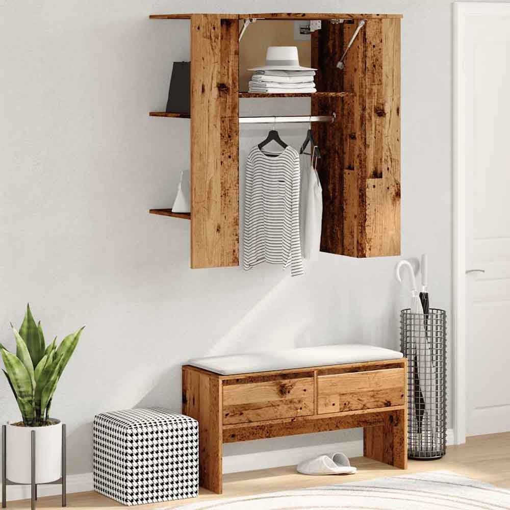 Deion Wooden Hallway Storage Cabinet In Old Wood