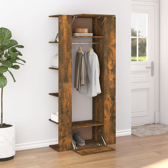 Product photograph of Deion Wooden Hallway Storage Cabinet In Smoked Oak from Furniture in Fashion