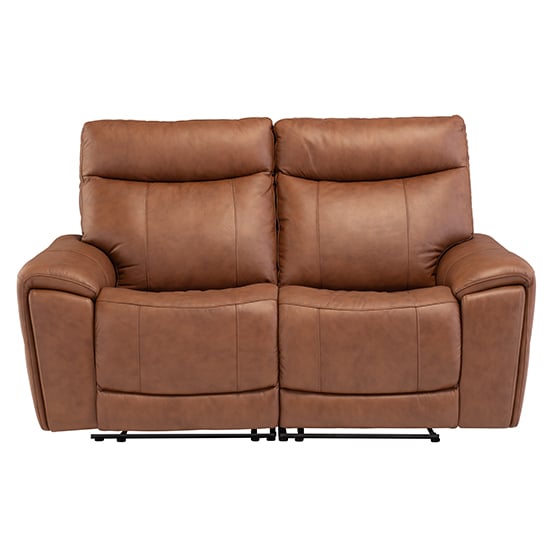 Deland Faux Leather Electric Recliner 2 Seater Sofa In Tan