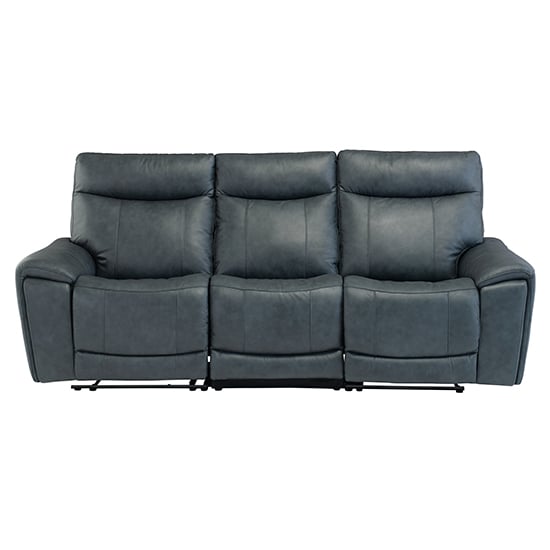 Deland Faux Leather Electric Recliner 3 Seater Sofa In Blue