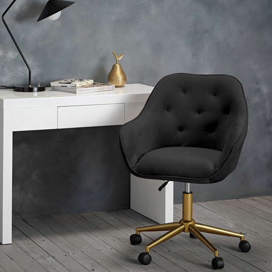 Dulwich Velvet Home And Office Chair In Black_4