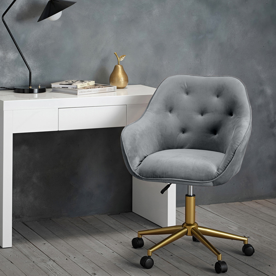 Dulwich Velvet Home And Office Chair In Grey_4