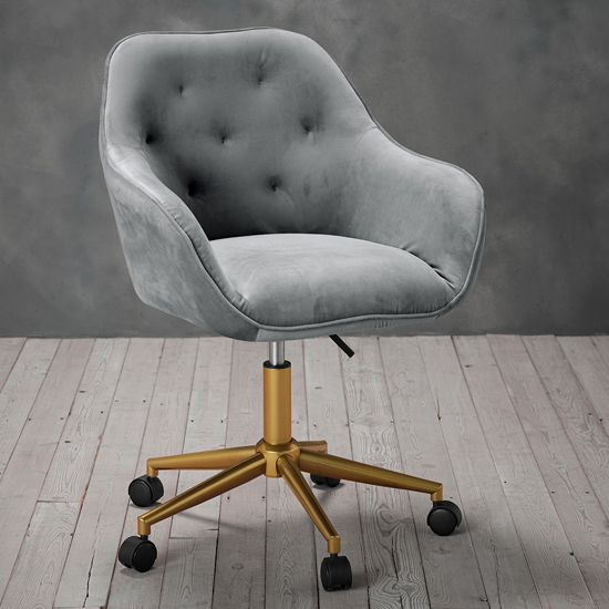 Dulwich Velvet Home And Office Chair In Grey