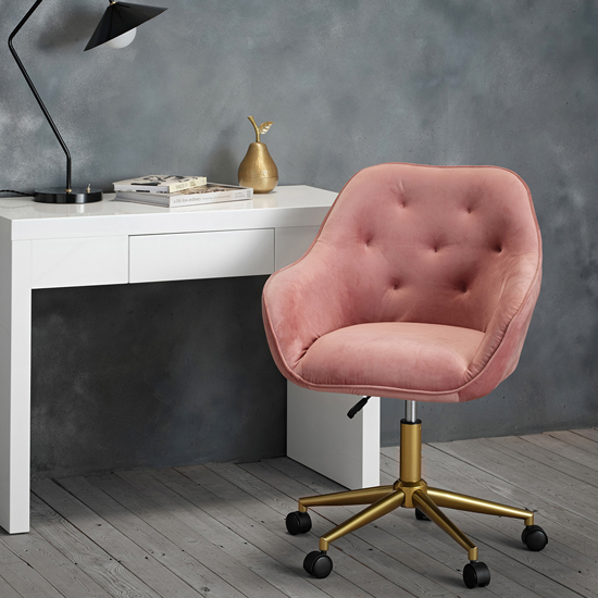 Dulwich Velvet Home And Office Chair In Pink_4