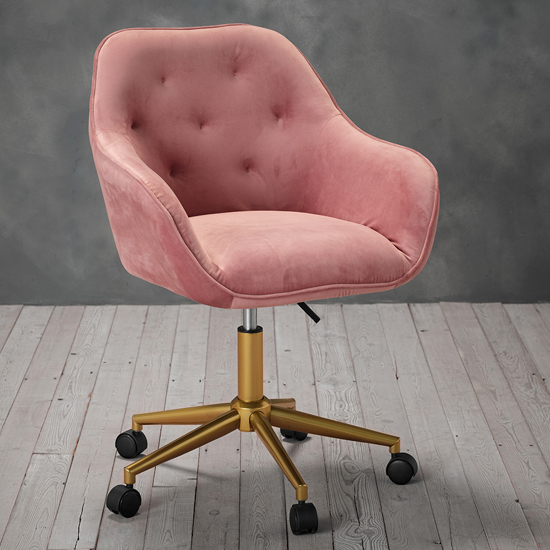 Dulwich Velvet Home And Office Chair In Pink