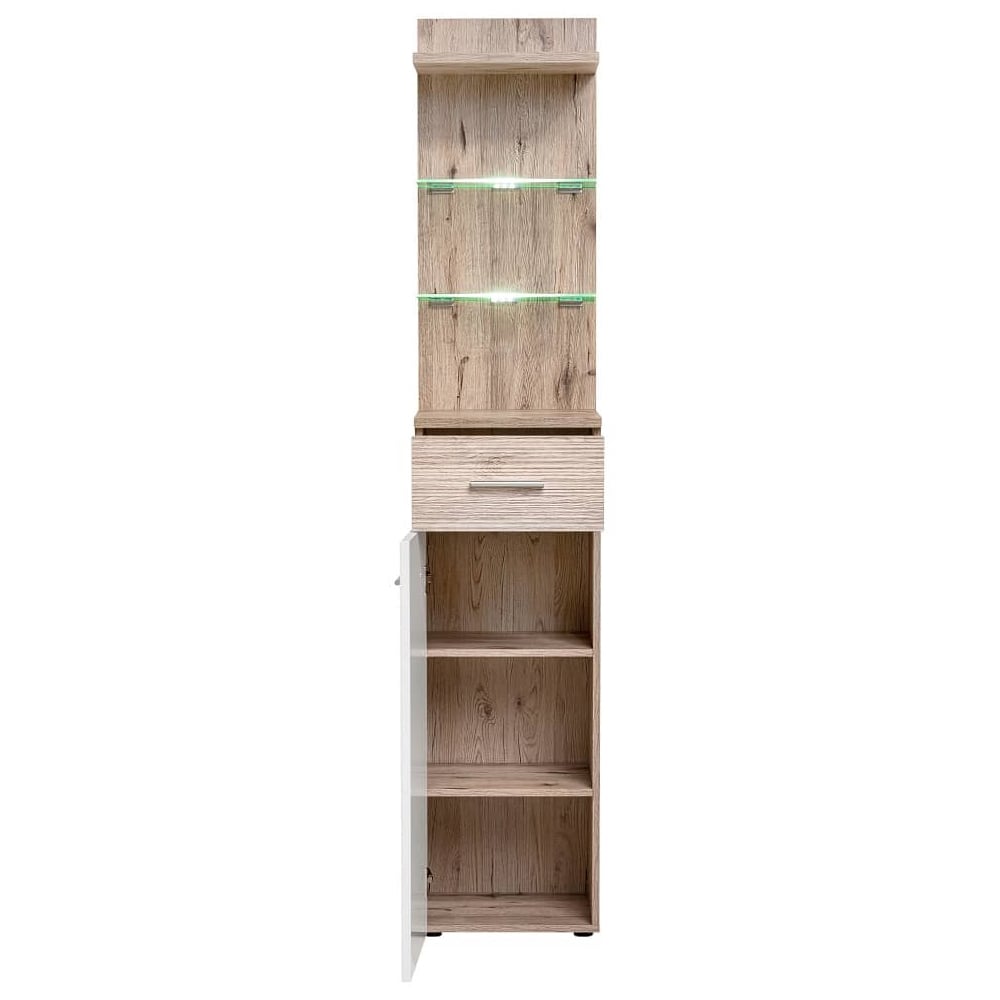 Deland Wooden Hallway Cabinet With 1 Door 1 Drawer In White Oak