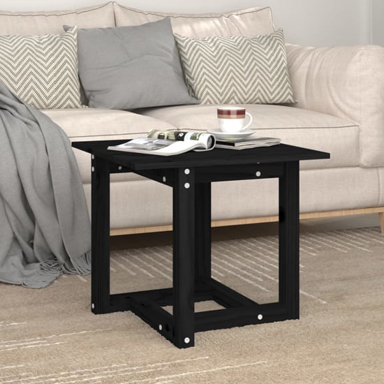 Delaney Square Pine Wood Coffee Table In Black