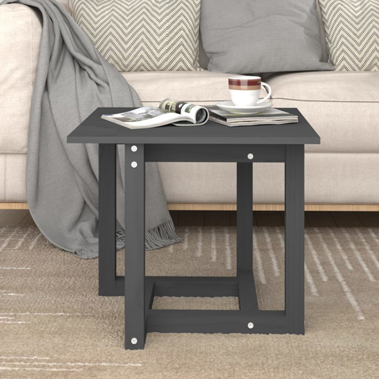Delaney Square Pine Wood Coffee Table In Grey
