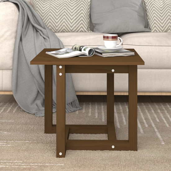 Delaney Square Pine Wood Coffee Table In Honey Brown