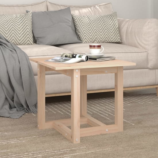 Photo of Delaney square pine wood coffee table in natural
