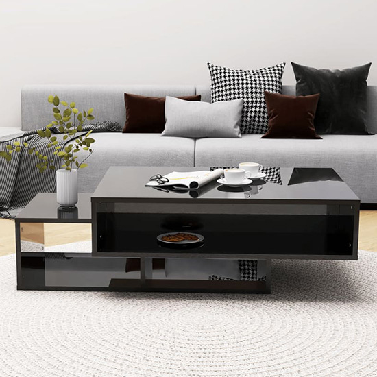 Delano High Gloss Coffee Table With 3 Shelves In Black_2