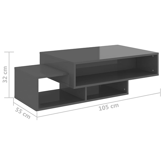 Delano High Gloss Coffee Table With 3 Shelves In Grey_5