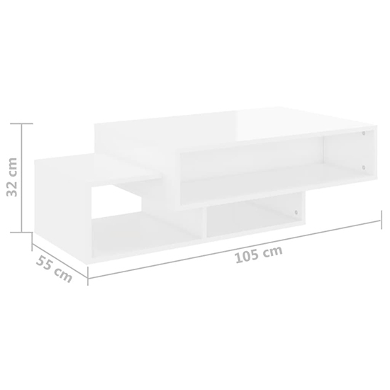 Delano High Gloss Coffee Table With 3 Shelves In White_5
