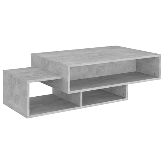 Delano Wooden Coffee Table With 3 Shelves In Concrete Effect