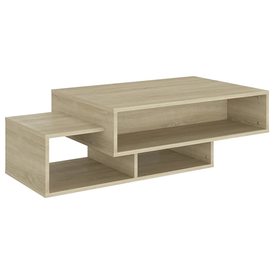 Delano Wooden Coffee Table With 3 Shelves In Sonoma Oak