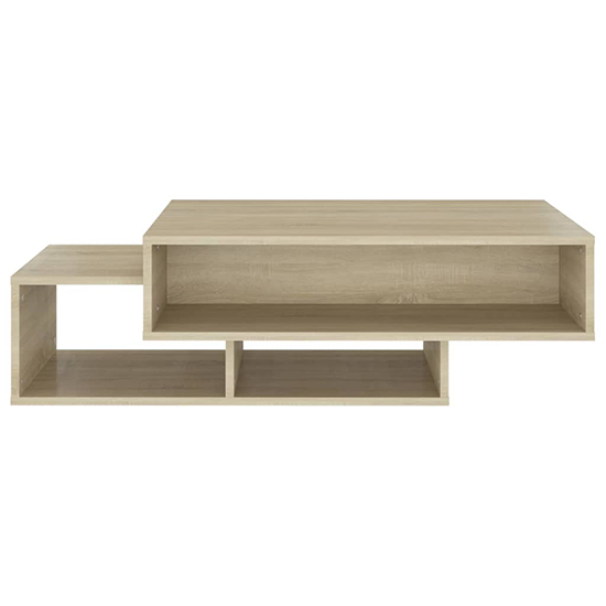 Delano Wooden Coffee Table With 3 Shelves In Sonoma Oak