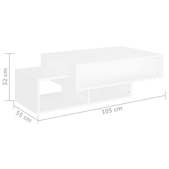 Delano Wooden Coffee Table With 3 Shelves In White