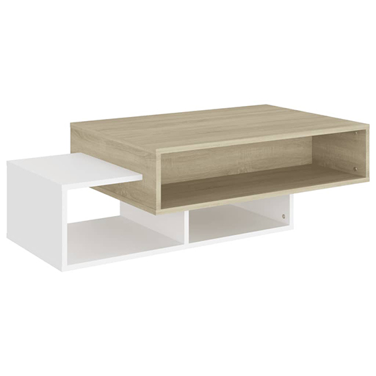 Delano Wooden Coffee Table With 3 Shelves In White Sonoma Oak_3