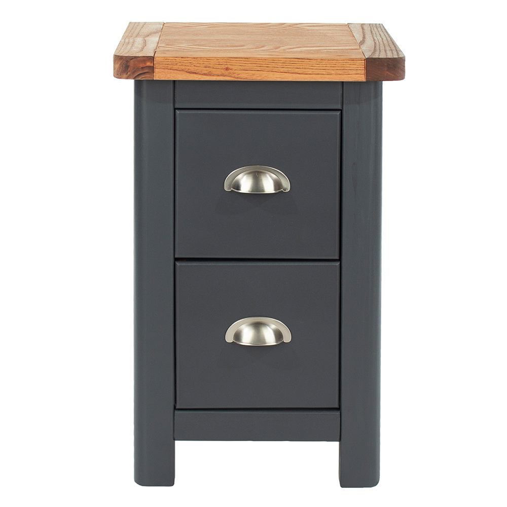 Delavan Tall Wooden Bedside Cabinet With 2 Drawers In Oak Black